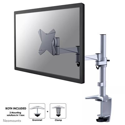 Neomounts 10-30" Monitor Desk Mount, näyttövarsi pöydälle, hopea