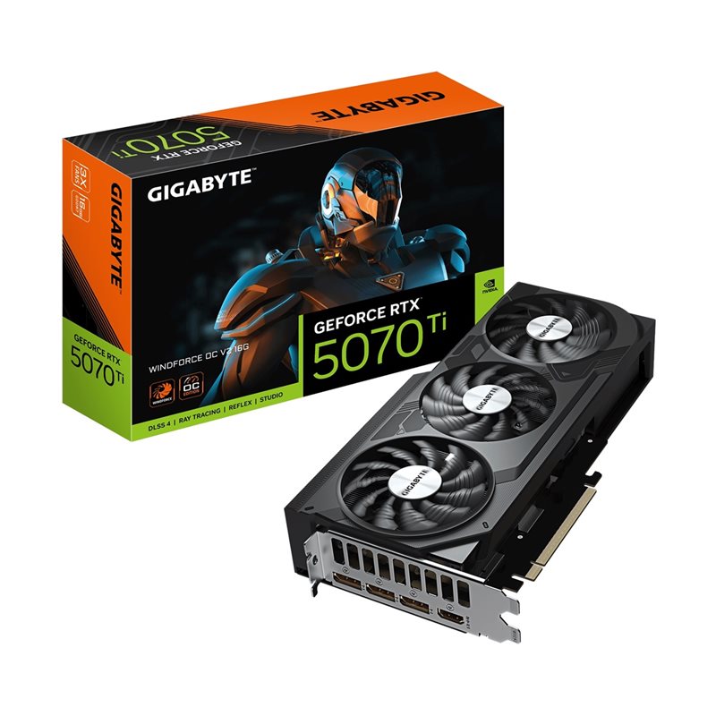 Gigabyte GeForce RTX 5070 Ti WINDFORCE OC -näytönohjain, 16GB GDDR7
