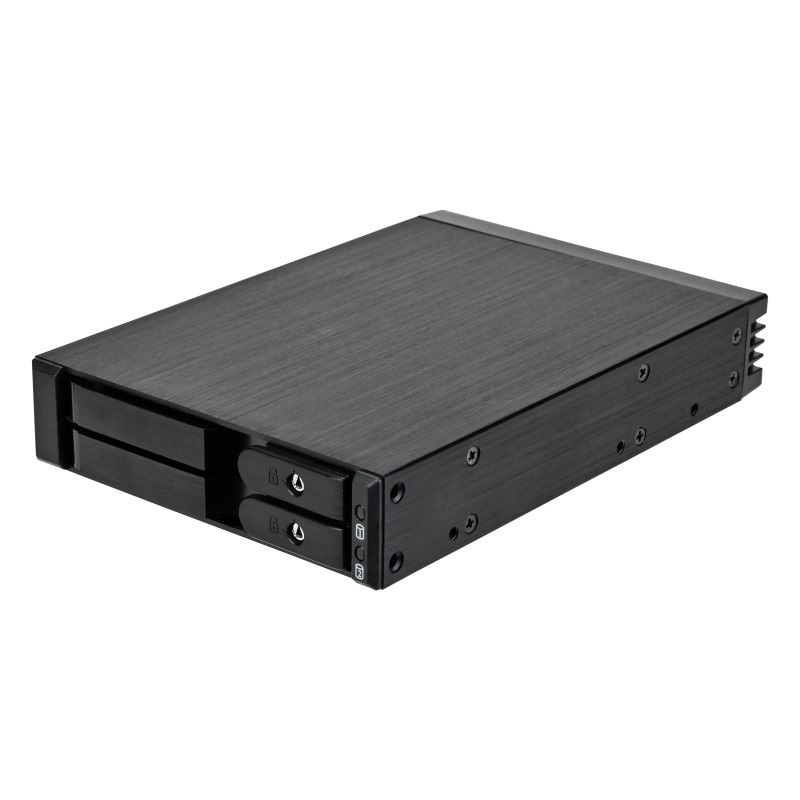 SilverStone FS202, kiintolevykehikko 2 x 2.5" SAS/SATA-levylle 3.5" laitepaikkaan, musta