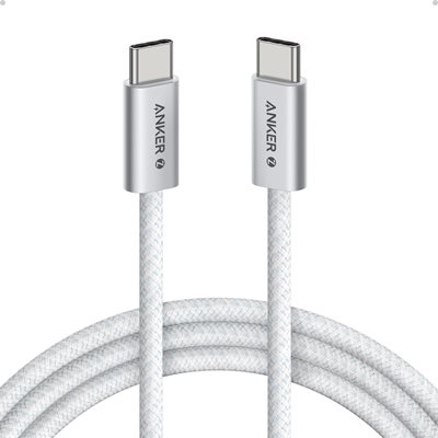 Anker 2.0 USB-C Zolo -kaapeli, PD3.1 240W, punottu, 1m, valkoinen