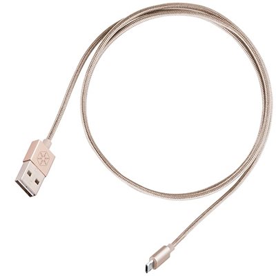 SilverStone CPU01G Symmetrinen USB-A - symmetrinen USB Micro-B kaapeli, 1m punottu, kulta