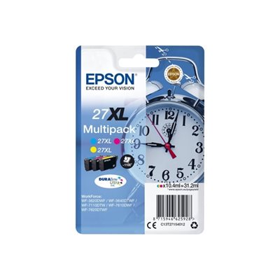 Epson 27XL Multipack -mustepatruunapakkaus, keltainen/syaani/magenta, jopa 1100 sivua