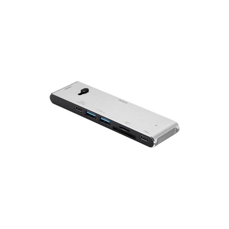 Deltaco USB-C Macbook Pro telakointiasema, HDMI, SD/mSD-lukija, PD 3.0 100W(Poistotuote! Norm. 64,9€)