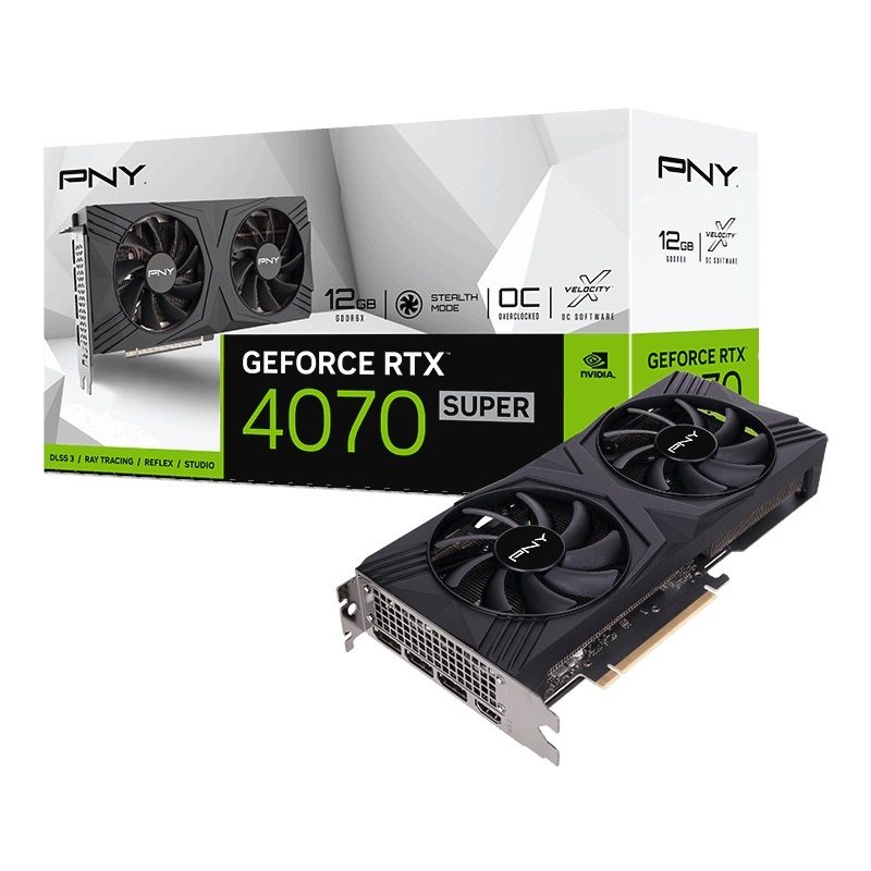 PNY GeForce RTX 4070 SUPER VERTO - OC Dual Fan -näytönohjain, 12GB GDDR6X