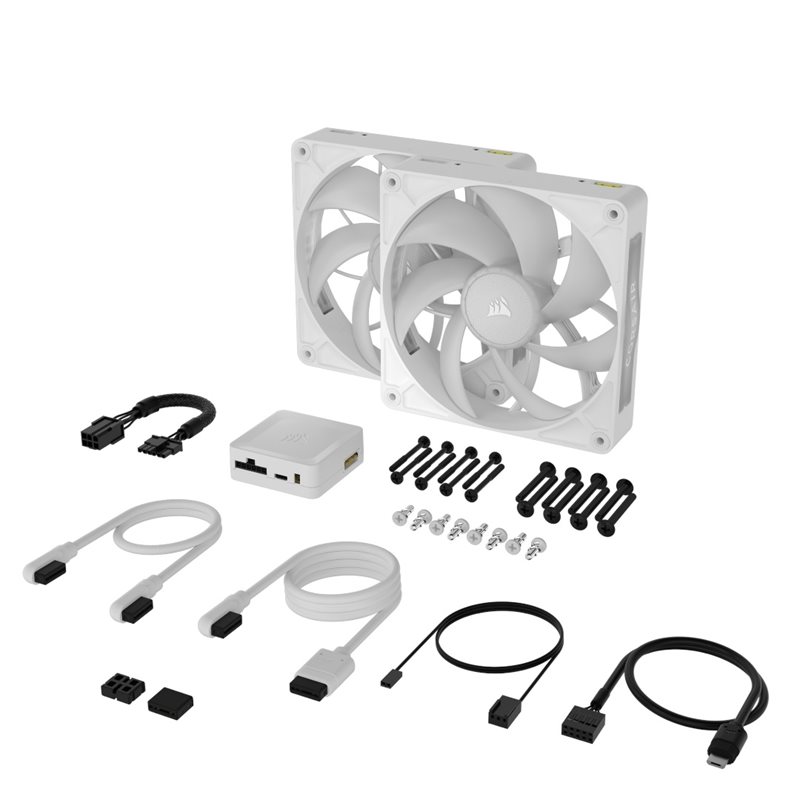 Corsair iCUE LINK RX140 MAX RGB 140 mm PWM Fans Starter Kit ‑aloitussarja, valkoinen