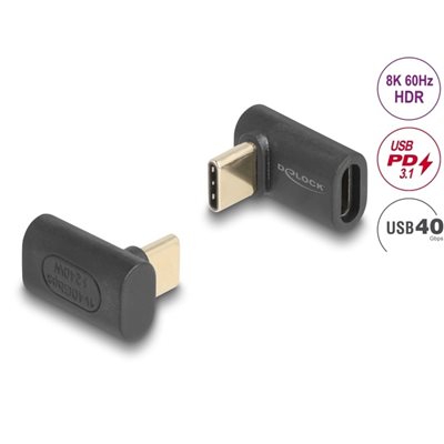 DeLock USB4-C uros-naaras -kulma-adapteri, PD3.1 240W, antrasiitti