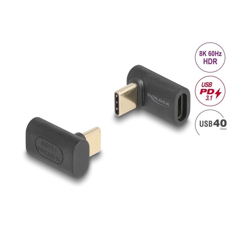 DeLock 3.1 USB-C uros-naaras -adapteri kulmalla, PD3.1 240W, antrasiitti