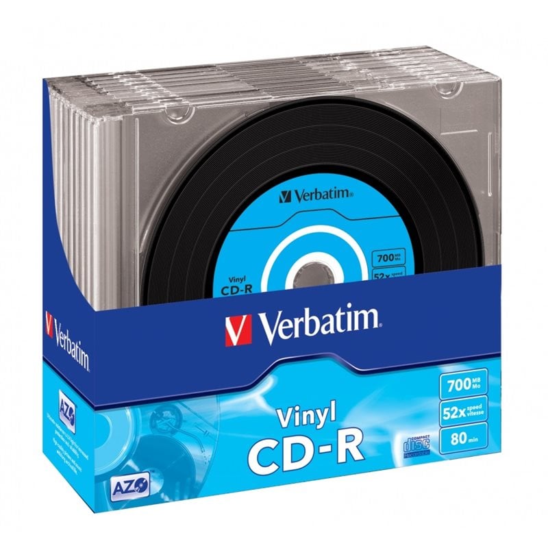 Verbatim CD-R 700MB/80min, 52x, vinyyli/värilliset levyt, slim case, 10kpl