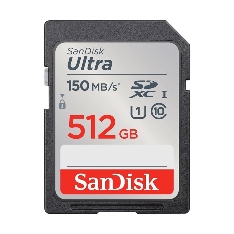 Sandisk 512GB Ultra, SDXC -muistikortti, UHS-I U1, 150 MB/s