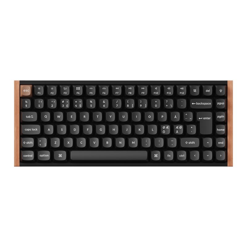 Keychron K2 HE, langaton näppäimistö 75%, Gateron 2.0 Purple Magnetic Switch, musta / puu