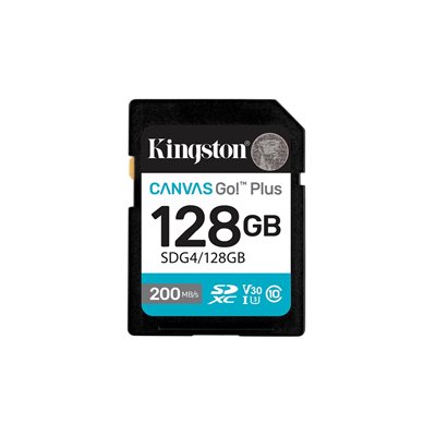 Kingston 128GB Canvas Go! Plus Gen4, SDXC-muistikortti,  UHS-1 V30 U3, jopa 200 MB/s