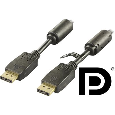 Deltaco DisplayPort 1.2 -näyttökaapeli, 4K60Hz, 2m, musta