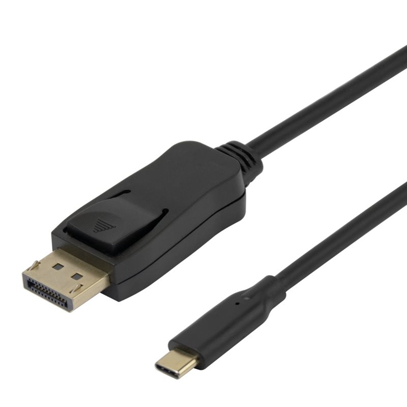 Deltaco (Outlet) USB-C - Displayport 1.4 -näyttökaapeli, kaksisuuntainen, 8K30Hz, 2m, musta