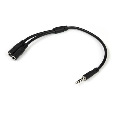 StarTech.com 3,5 mm splitteri/Y- -äänikaapeli, 1x uros -> 2x naaras, musta