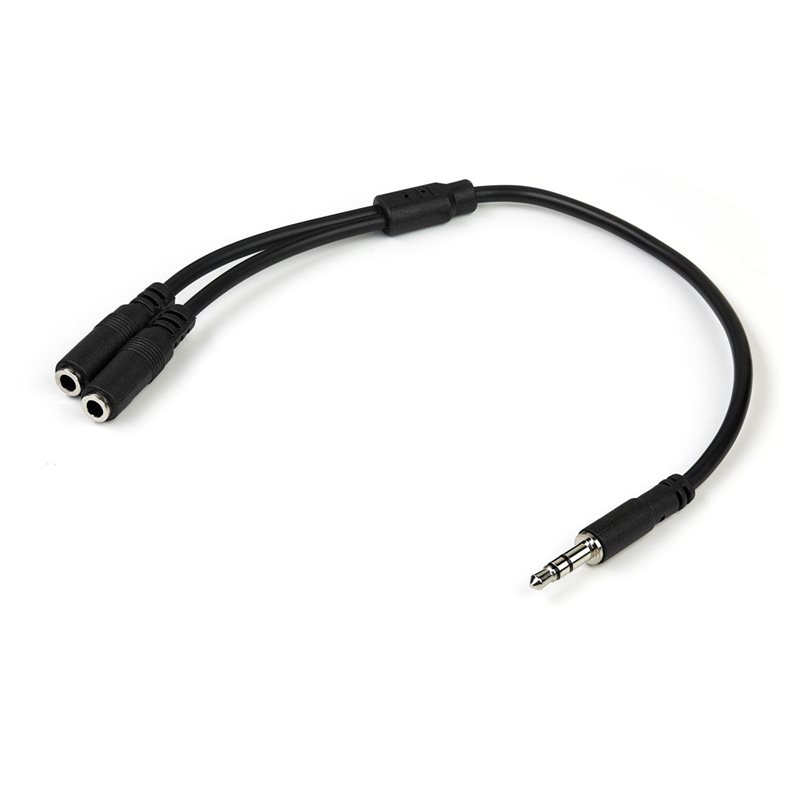 StarTech.com 3,5 mm splitteri/Y- -äänikaapeli, 1x uros -> 2x naaras, musta