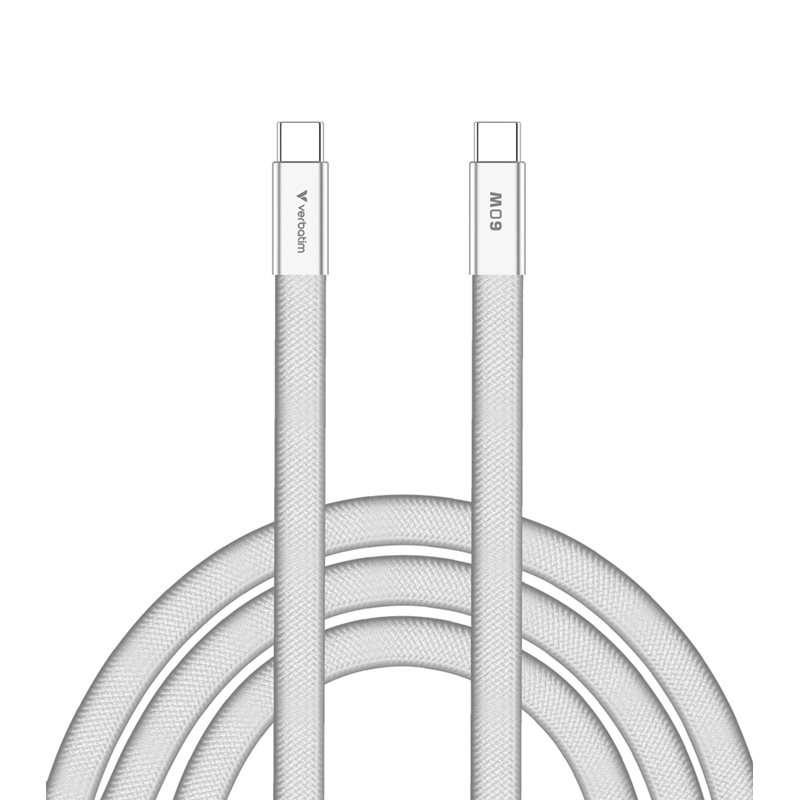 Verbatim 2.0 USB-C -kaapeli, PD3.0 60W, 1,2m, valkoinen