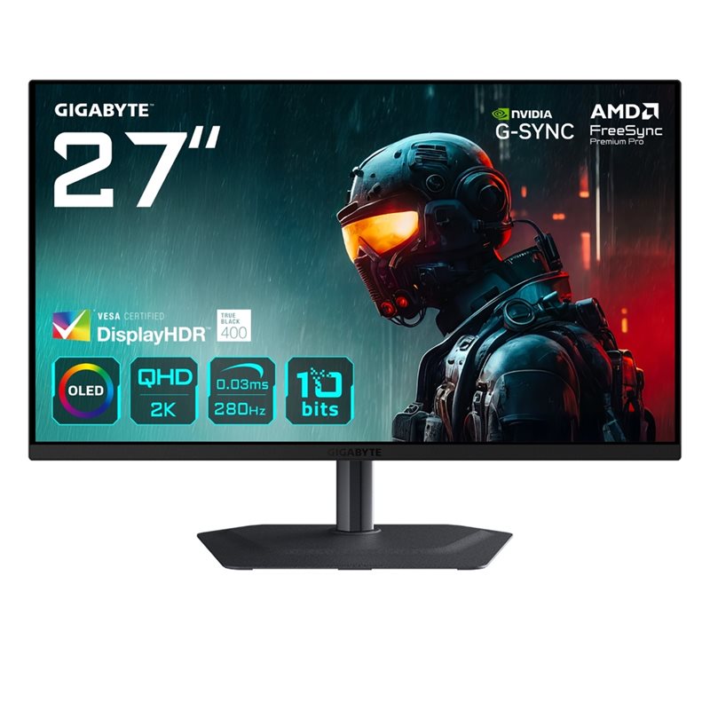 Gigabyte (Outlet) 27" MO27Q2A, 280Hz QHD OLED-pelimonitori, musta