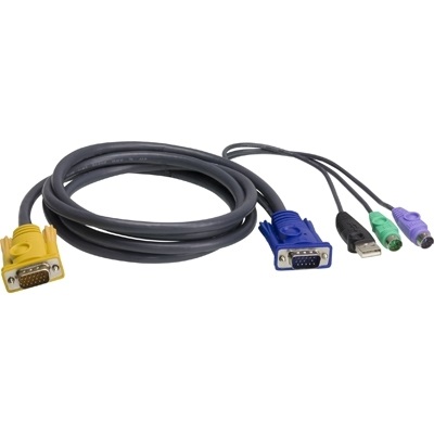 Aten KVM-kaapeli  SPHD uros > 1xUSB A uros/2xPS/2 uros/HD15uros, 1,8m