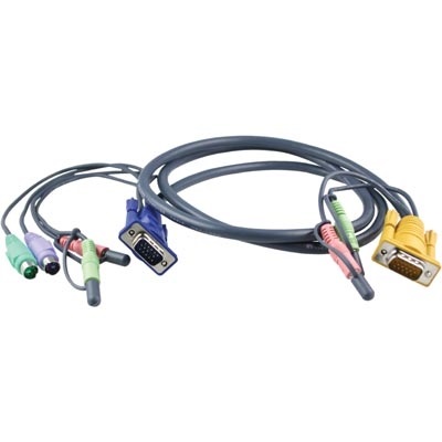 Aten KVM-kaapeli SPHD15 u /2x3,5mm u > 2xPS/2 u/2x3,5mm u/HD15 u, 2m