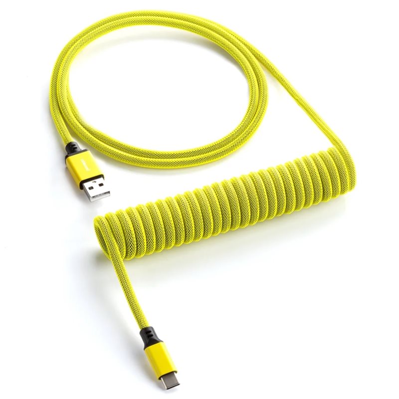 CableMod Classic Coiled Keyboard Cable, USB A -> USB Type C, 150cm, Dominator Yellow