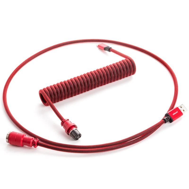CableMod Pro Coiled Keyboard Cable, USB A -> USB Type C, 150cm, Republic Red