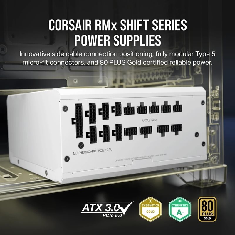Corsair 1200W RM1200x SHIFT White, ATX-virtalähde, 80 Plus Gold, valkoinen - Kuva 2