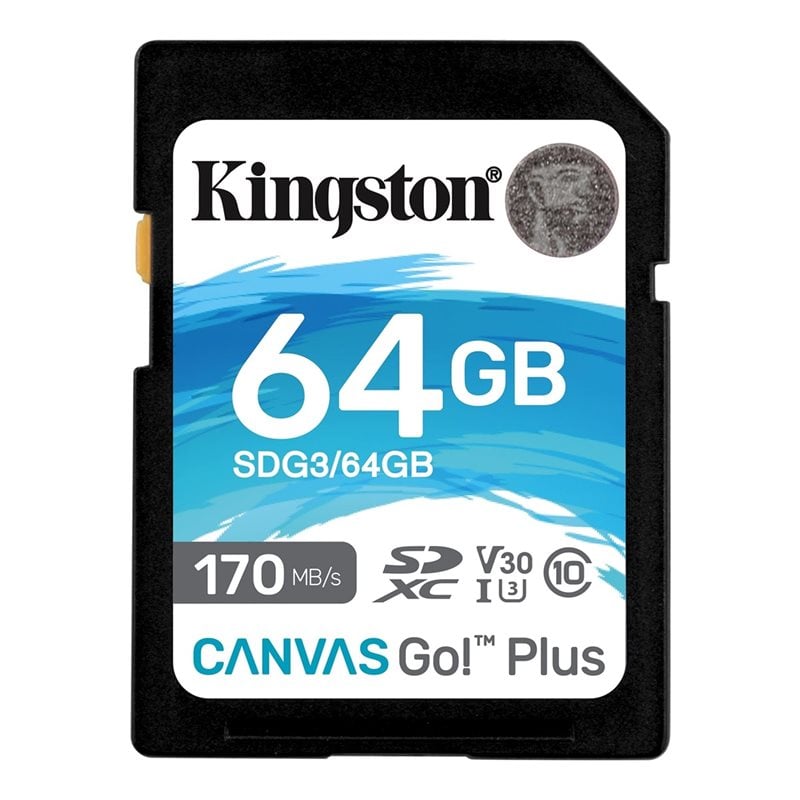 Kingston 64GB Canvas Go! Plus, SDXC -muistikortti, UHS-I V30 U3, 170/70 MB/s