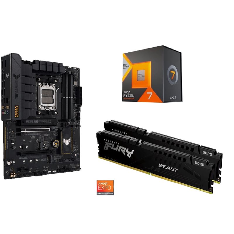 Asus TUF GAMING B650-E WIFI + Ryzen 7 7800X3D + 32GB DDR5 6000MHz -tuotepaketti