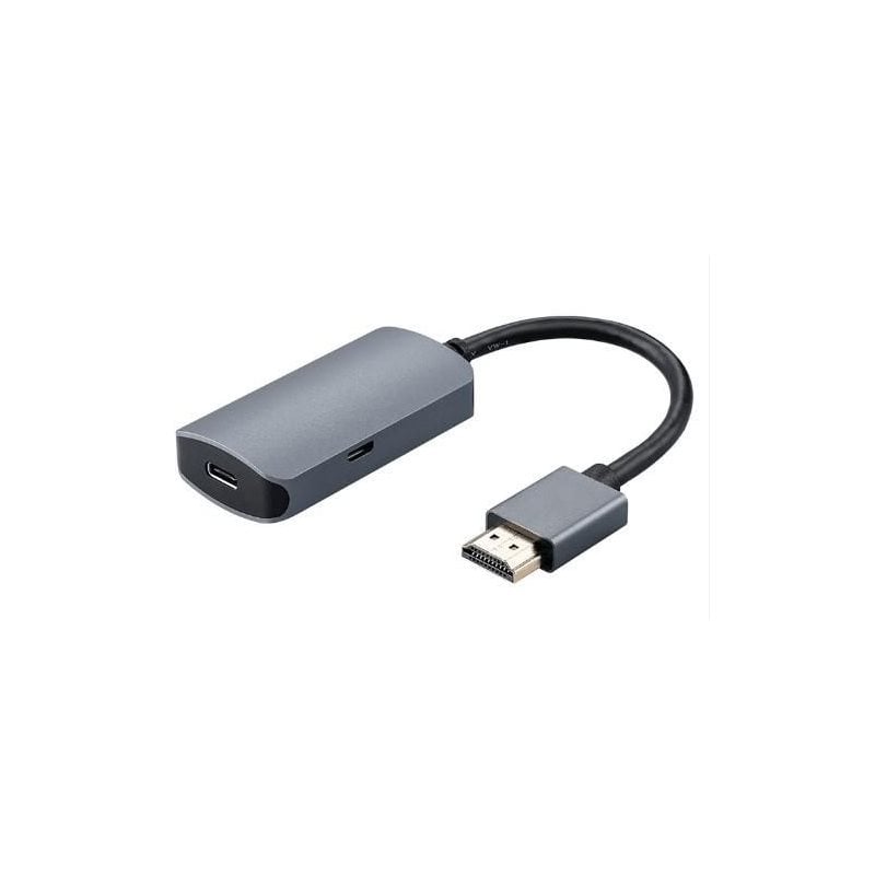 MicroConnect HDMI -> USB-C -adapteri, USB-A lisävirralla, hopea