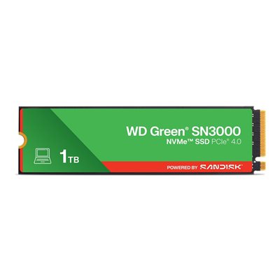 Sandisk 1TB WD Green SN3000 NVMe SSD -levy, M.2 2280, PCIe 4.0 x4, 5000/4200 MB/s
