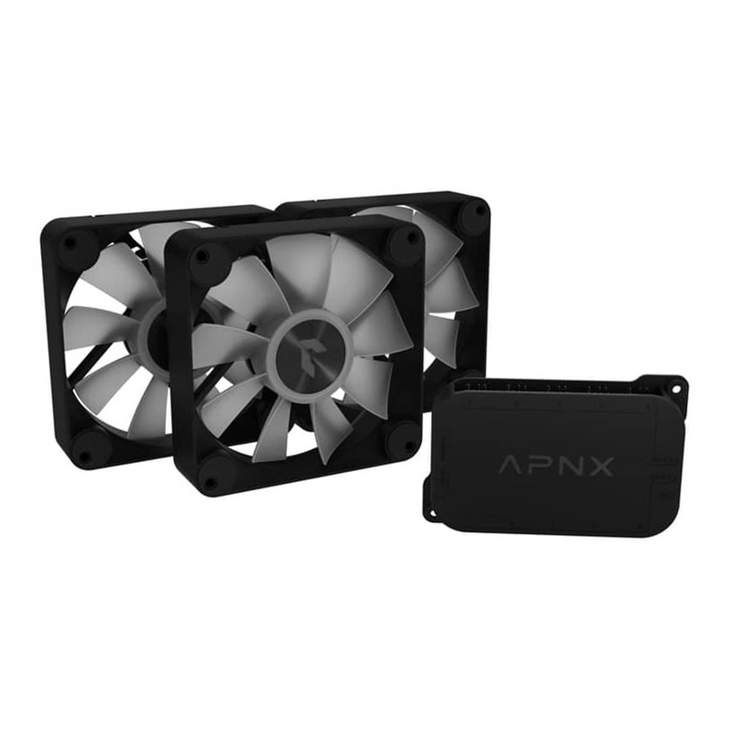 APNX FP1-R 120 PWM ARGB, 120mm reverse PWM-laitetuuletinsarja, Triple pack, musta