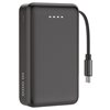 Deltaco 10000 mAh varavirtalähde, kiinteä USB-C-kaapeli + USB-C PD 20W, musta