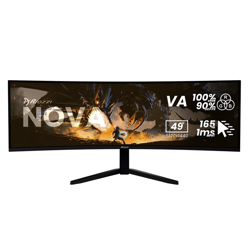 Arozzi 49" Nova VA, 165Hz (OC) UWQHD -pelimonitori, musta