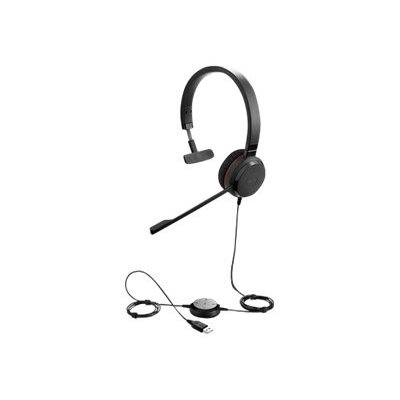 Jabra Evolve 20 UC Mono -kuuloke mikrofonilla, musta/punainen