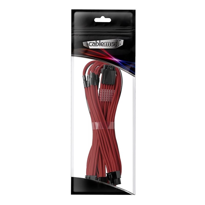 CableMod C-Series Pro ModMesh Sleeved 12VHPWR PCI-e Cable for Corsair (Blood Red, 16-pin to 3x 8-pin, 600mm)
