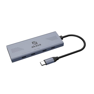 Akasa 4-porttinen 3.2 Gen2 USB-C -hubi, harmaa