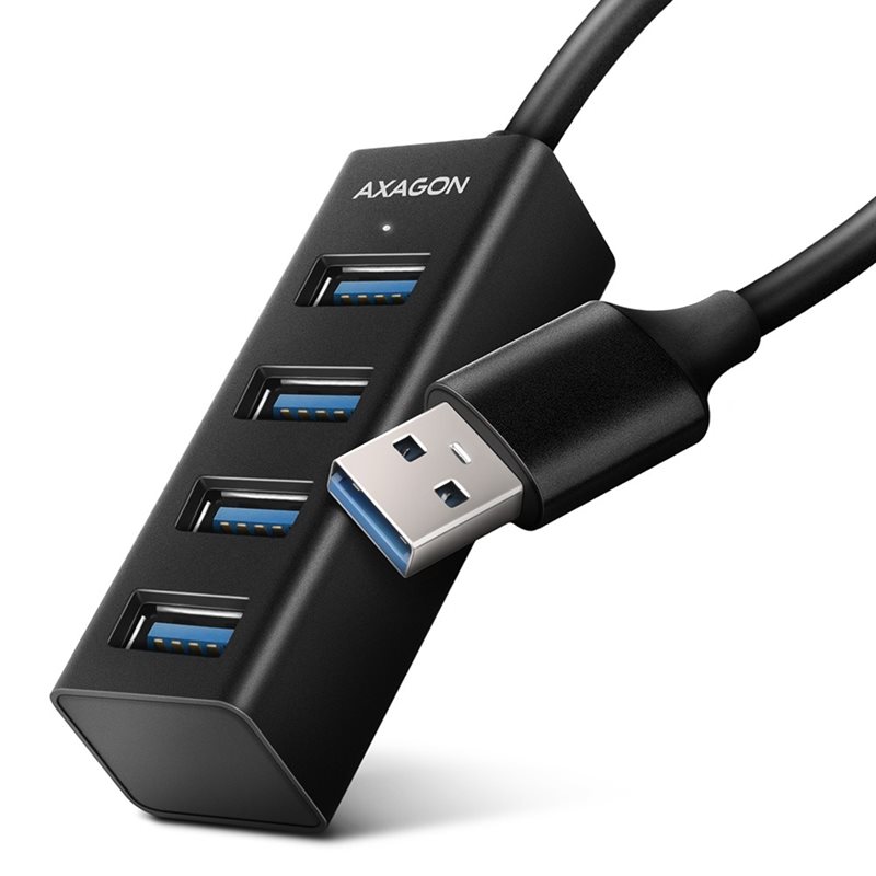 AXAGON 3.2 Gen 1 USB-A-hubi, 4x USB-A, 0,2m, musta