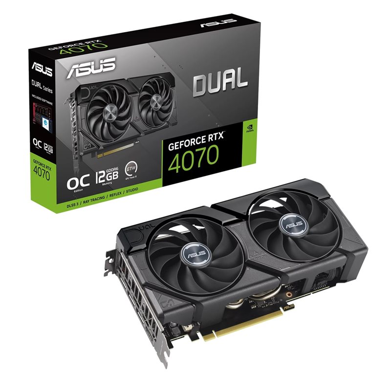 Asus GeForce RTX 4070 DUAL EVO - OC Edition -näytönohjain, 12GB GDDR6