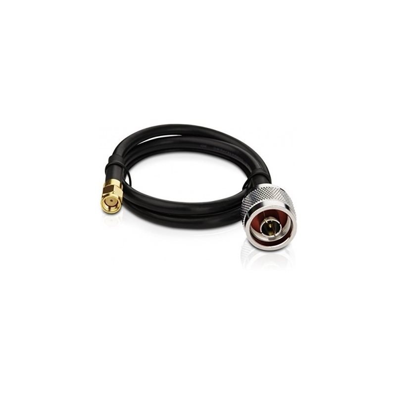 Arronna RP-SMA uros -> N uros -välikaapeli, 2m, musta