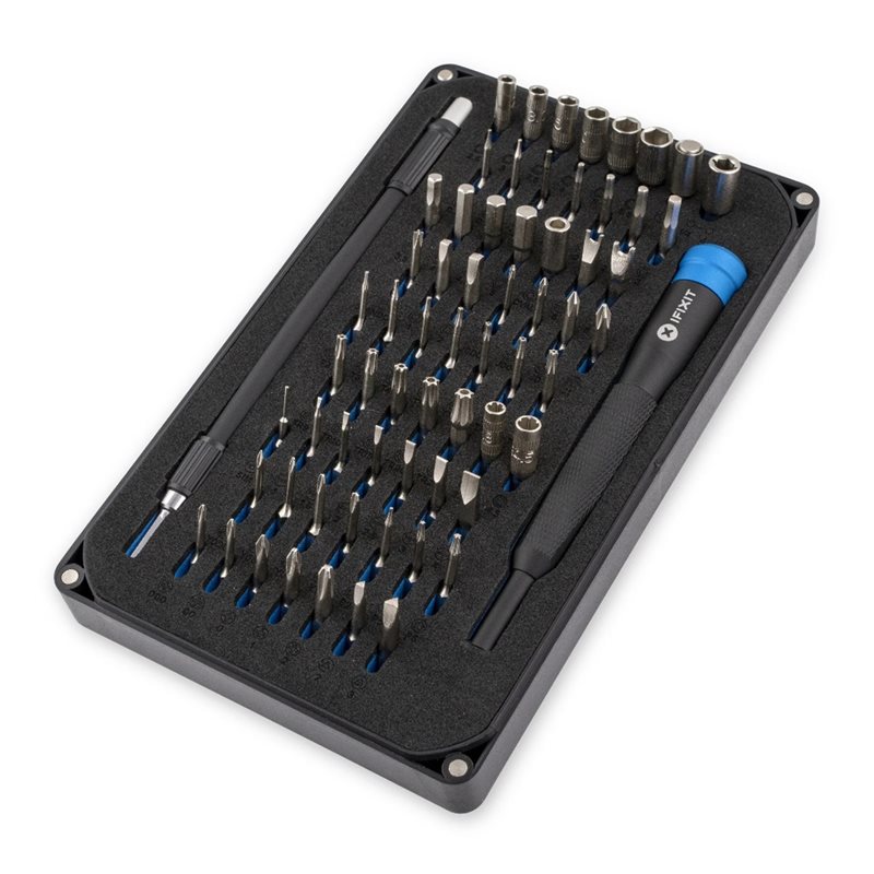 iFixit (Outlet) Mako Driver Kit, 64-osainen ruuviväänninsarja + kotelo, musta/sininen