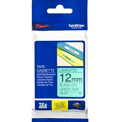 Brother TZ731 12 BLACK ON GREEN