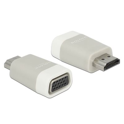 DeLock HDMI-A uros -> VGA naaras -adapteri, harmaa/valkoinen