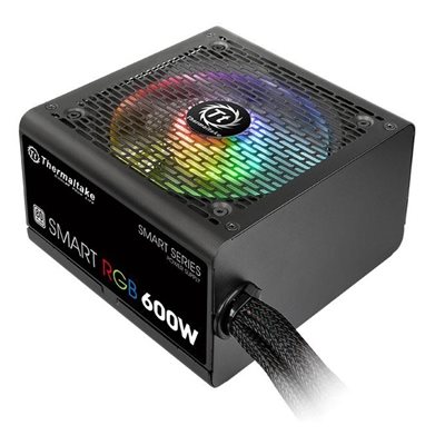 Thermaltake 600W Smart RGB, ATX-virtalähde, 80 Plus, musta