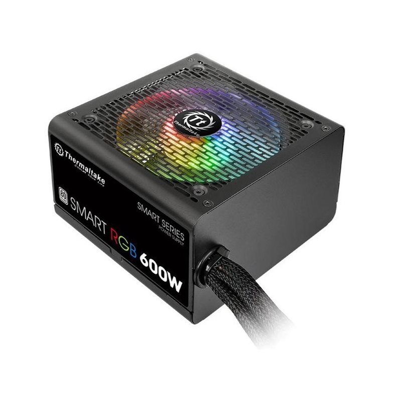 Thermaltake 600W Smart RGB, ATX-virtalähde, 80 Plus, musta