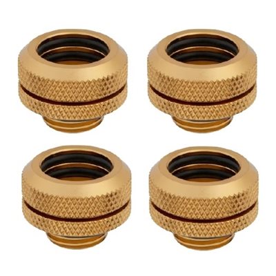 Corsair Hydro X Series XF Hardline 14mm Fitting Four Pack - Gold -putkiliitinsarja, 4 kpl, kulta