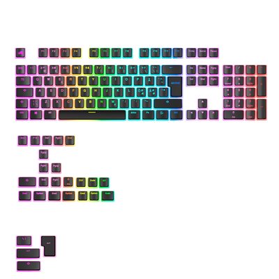 Glorious GPBT Aura RGB Keycaps - Black - Nordic, näppäinhattusarja