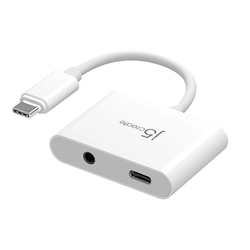 j5create USB-C -> 3.5mm Audio -adapteri PD-virralla, valkoinen