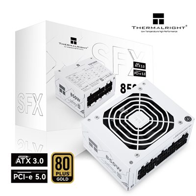 Thermalright 850W TGFX-850-W, SFX-virtalähde, 80 Plus Gold, valkoinen