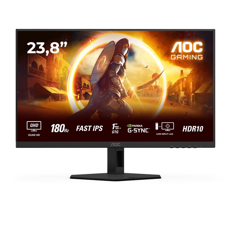 AOC (Outlet) 23,8" Q24G4RE, 180Hz QHD-pelimonitori, musta/punainen