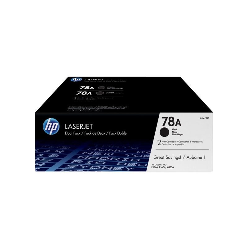 HP LaserJet CE278AD -väriainekasetti, musta, Dual Pack